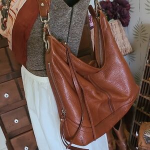Elegant Brown Pebble Soft Leather Shoulder Bag By Banana Republic